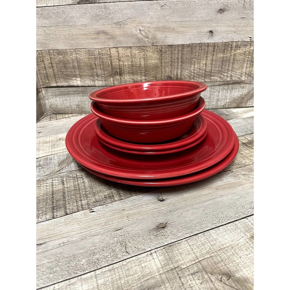 Fiestaware Dining Fiestaware Scarlet Red 83 326 2 Dinner2 Salad2